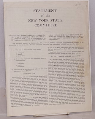 Cat.No: 42175 Statement of the New York State Committee. The New York State Committee,...