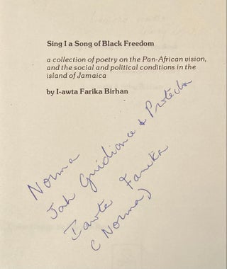 Sing I a song of black freedom; a collection of Rastafarian poetry.