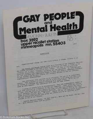 Cat.No: 47232 Gay People and Mental Health: a monthly bulletin; vol. 1, no. 7
