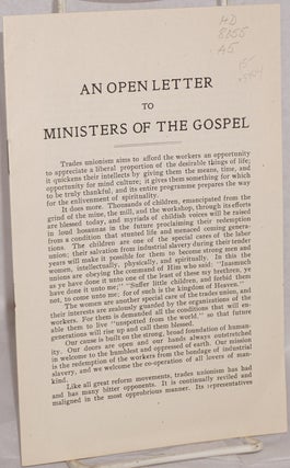 Cat.No: 5404 An open letter to ministers of the gospel. American Federation of Labor