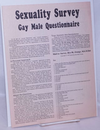 Cat.No: 54117 Sexuality Survey: gay male questionnaire. Karla Jay, Allen Young