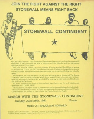 Cat.No: 57196 Join the Fight Against the Right / Stonewall means fight back [handbill]...