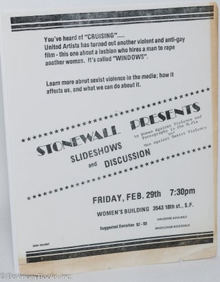 Cat.No: 57207 Stonewall presents slideshow and discussion, by Women against Violence and...