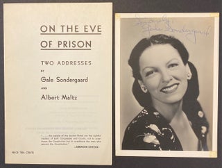 Cat.No: 58828 On the eve of prison: two addresses. Gale Sondergaard, Albert Maltz