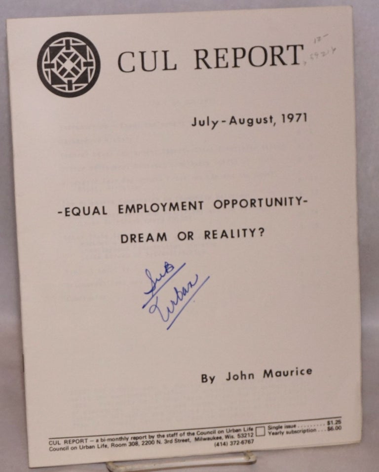 Cat.No: 59216 Equal employment opportunity: dream or reality? John Maurice.