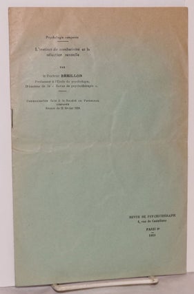 Cat.No: 65598 Psychologie comparee / L'instinct de combativite et la selection...