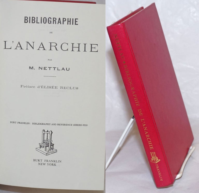 Cat.No: 661 Bibliographie de l'anarchie. Max Nettlau, Élisée Reclus.