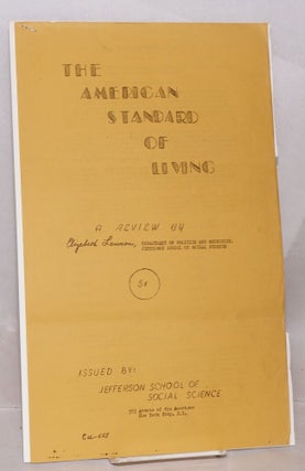 Cat.No: 68120 The American standard of living: a review. Elizabeth Lawson