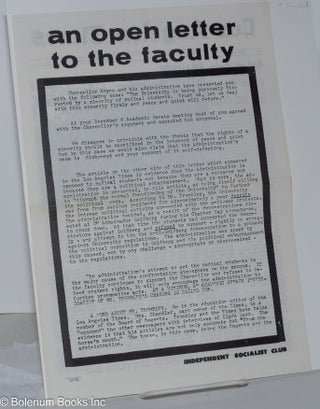 Cat.No: 71039 An open letter to the faculty. Independent Socialist Club