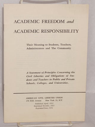 Cat.No: 71336 Academic freedom and academic responsibility: Their meaning to students,...