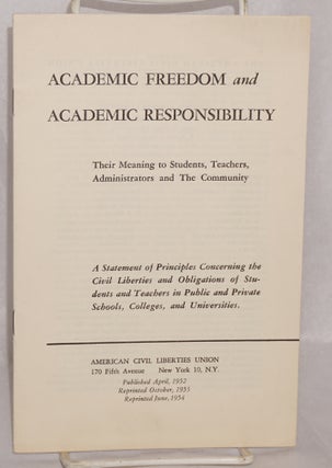 Cat.No: 71336 Academic freedom and academic responsibility: Their meaning to students,...
