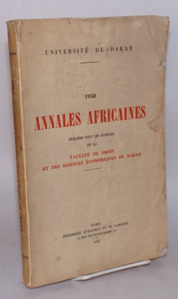 Cat.No: 77007 Annales Africaines publiées sous les auspices de la faculté de droit et...
