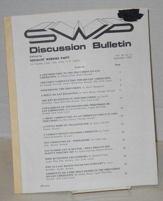 SWP Discussion Bulletin, vol. 30, no. 1 to 9, June, 1972 to September 1972. [complete run for this volume]