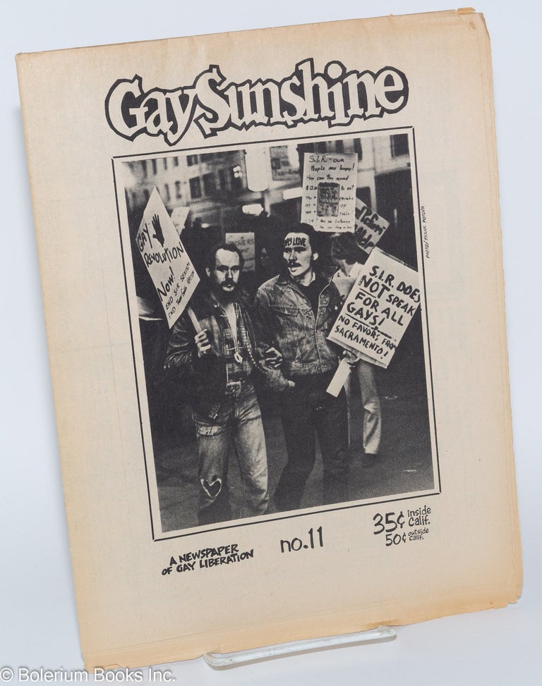 Cat.No: 77603 Gay Sunshine; a newspaper of gay liberation, #11 February-March 1972: Gays zap S.I.R. Winston Leyland, Edward Mycue Rink, Kirby Congdon.