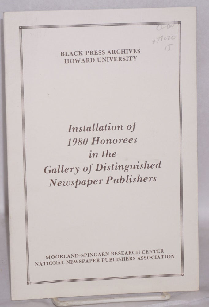 Cat.No: 78020 Installation of 1980 honorees in the gallery of distinguished newspaper publishers. Howard University Black Press Archives.