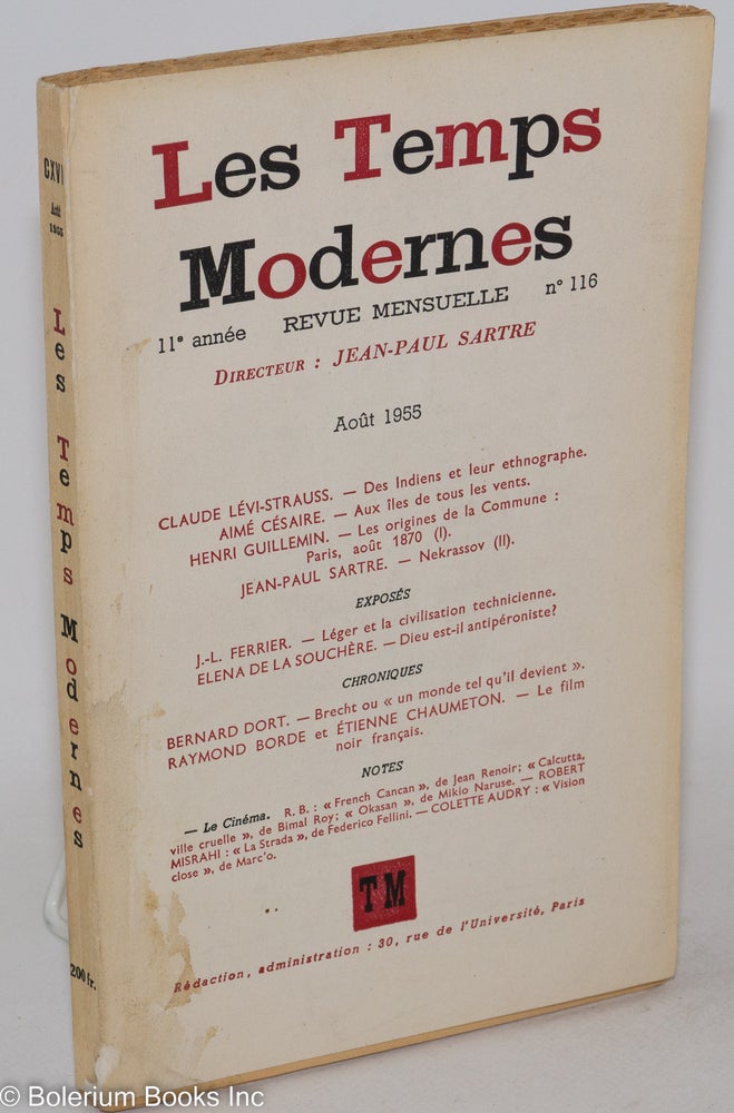 Cat.No: 78905 Aux iles de tous les vents in Les Temps Modernes, no. 116, Août 1955. Aimé Césaire.