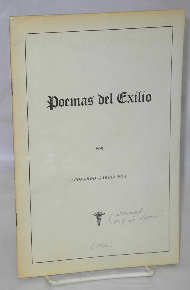 Cat.No: 81915 Poemas de exilio. Leonardo Garcia Fox.