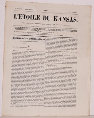 Cat.No: 83610 L'etoile du Kansas. Organe de la Republique Française et universelle. 1er...