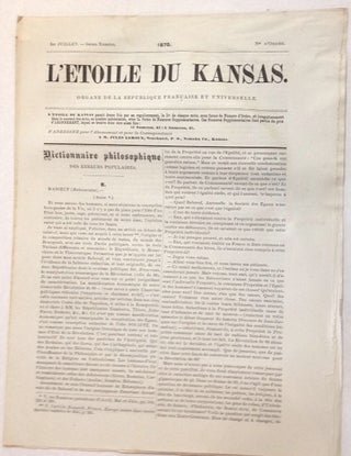 L'etoile du Kansas. Organe de la Republique Française et universelle. 1er Juillet - 34ème Numéro. 1875