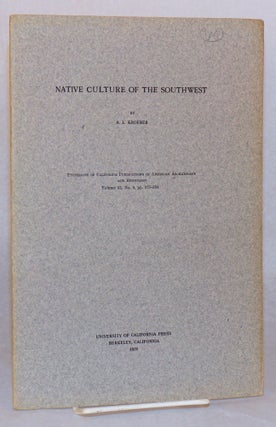 Cat.No: 86284 Native culture of the southwest. A. L. Kroeber