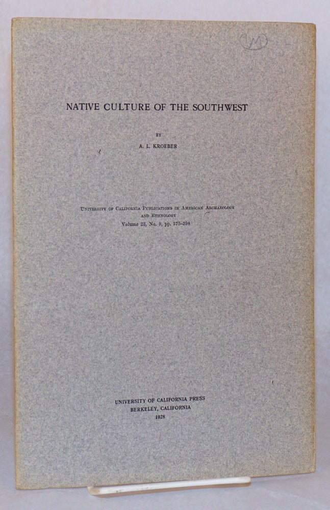 Cat.No: 86284 Native culture of the southwest. A. L. Kroeber.