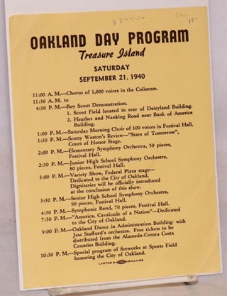 Cat.No: 86446 Oakland Day Program: Treasure Island, Saturday September 21, 1940 [leaflet