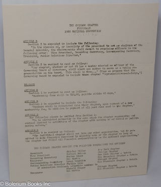 Cat.No: 88092 Proposals, 1966 national convention [handbill/letter]. Chicago Chapter...