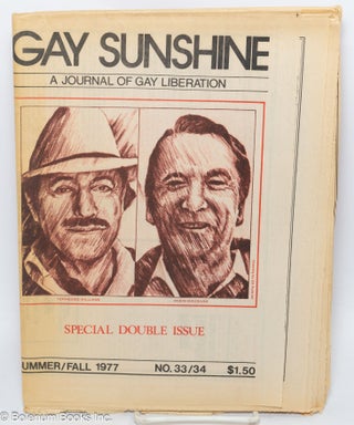 Cat.No: 88616 Gay Sunshine; a journal of gay liberation, #33/34 Summer/Fall 1977; special...