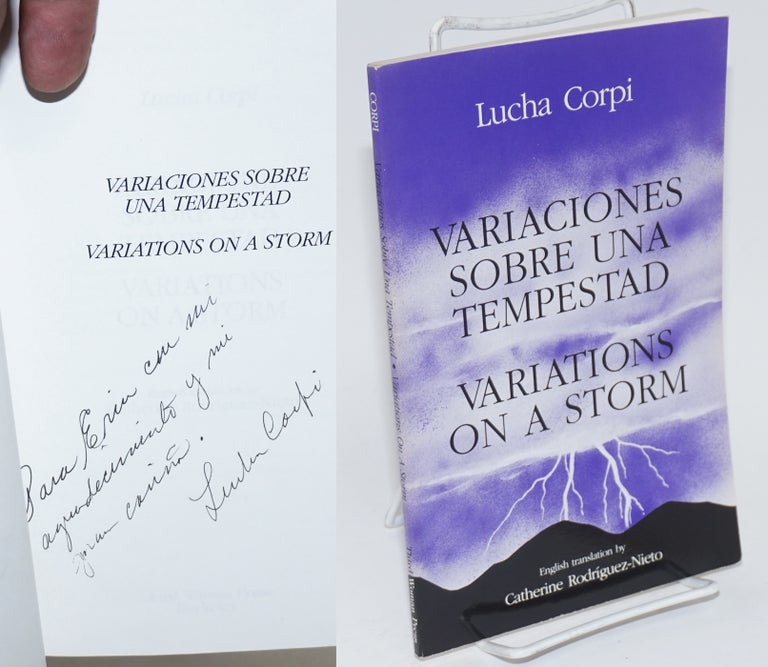 Cat.No: 89100 Variaciones sobre una tempestad/Variations on a storm [inscribed & signed]. Lucha Corpi, English, Catherine Rodríguez-Nieto.
