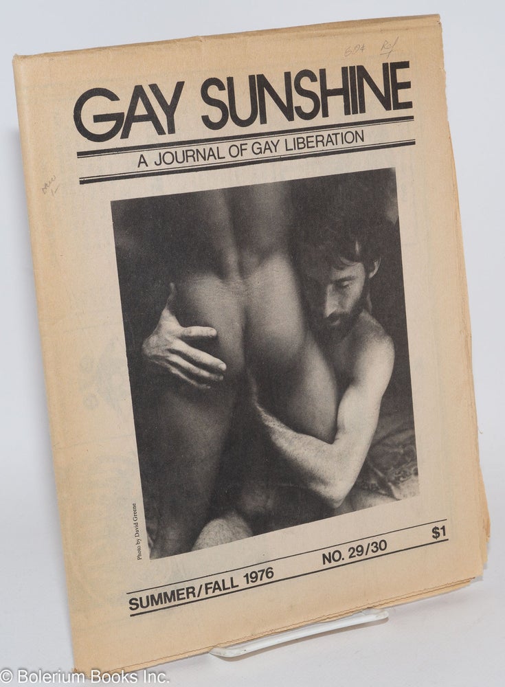 Cat.No: 89784 Gay Sunshine; a journal of gay liberation, #29/30 Summer/Fall 1976: Russia's Gay Literature & History. Winston Leyland, Edouard Roditi Allen Ginsberg, Kenward Elmslie.