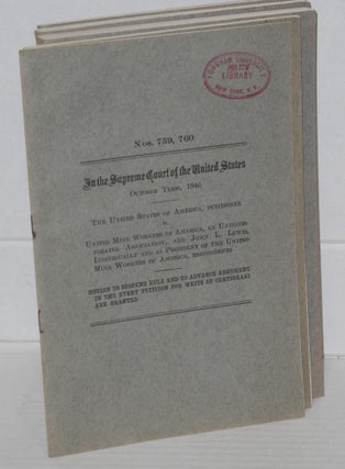 In the Supreme Court of the United States. October Term, 1946. United States of America, Petitioner v. United Mine Workers of America, an unincorporated association, and John L. Lewis, individually, and as President of the United Mine Workers of America, an unincorporated association, respondents. Transcript of Record