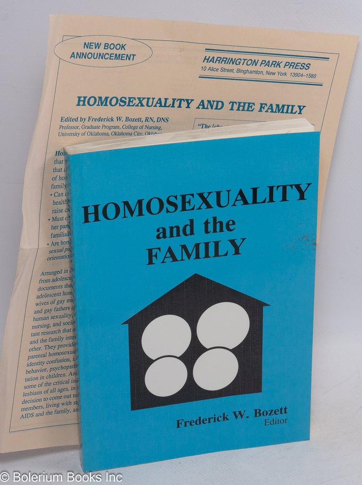 Cat.No: 9175 Homosexuality and the Family. Frederick W. Bozett.