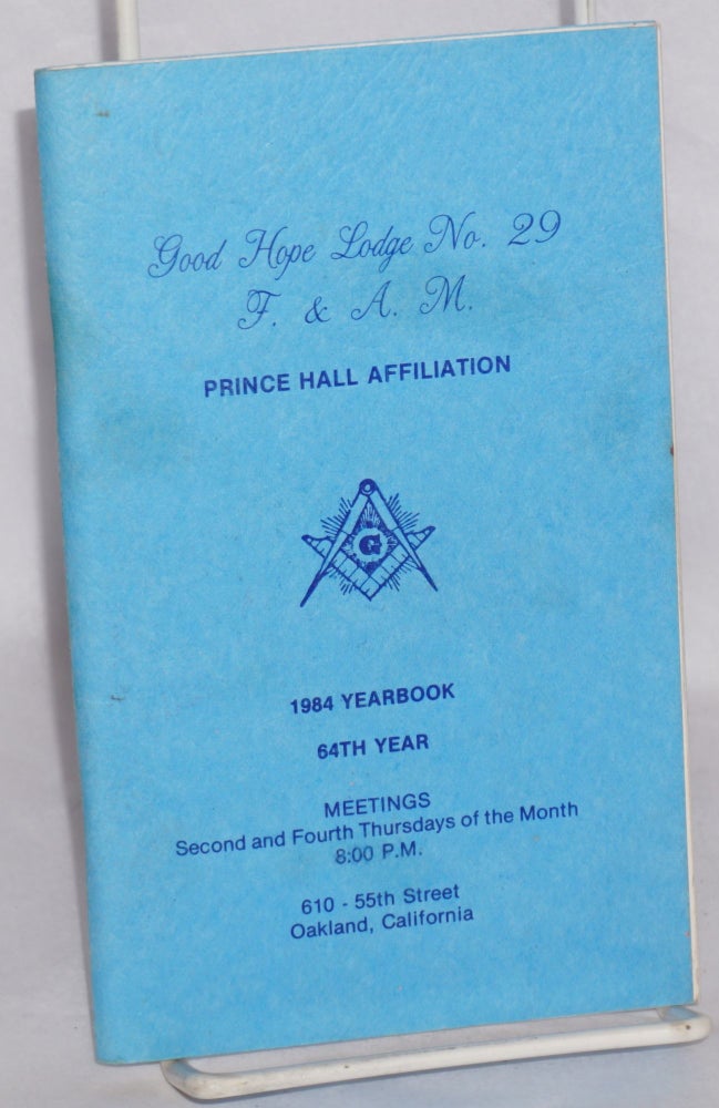 Cat.No: 93034 Good Hope Lodge no. 29, F. & A. M., 1984 yearbook. Prince Hall.