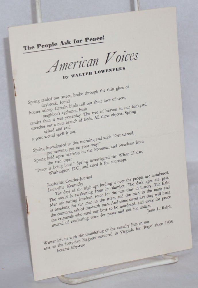 Cat.No: 93169 American voices. Walter Lowenfels.