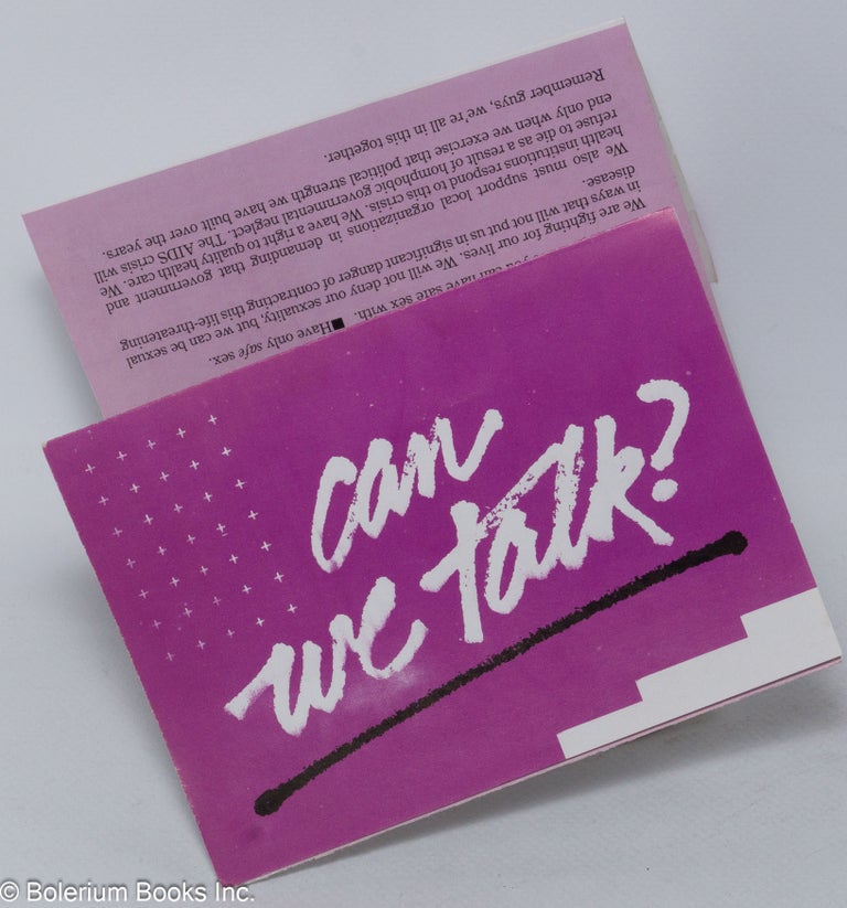 Cat.No: 93906 Can We Talk? [brochure]. Harvey Milk AIDS Education Fund.