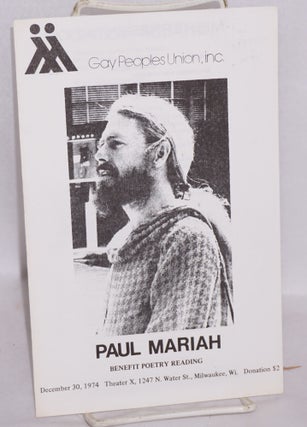 Cat.No: 94140 Paul Mariah; benefit poetry reading, December 30, 1974, Theater X, ......