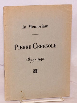 Cat.No: 98249 In memoriam Pierre Ceresole, 1879 - 1945. Pierre Ceresole