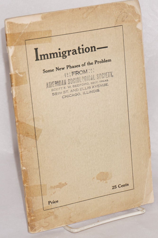 Cat.No: 99125 Immigration -- some new phases of the problem, a series of addresses delivered before the International Immigration Congress at the Civic Auditorium, San Francisco, Cal. August 9, 10, 11, 1915. Frank B. Lenz.