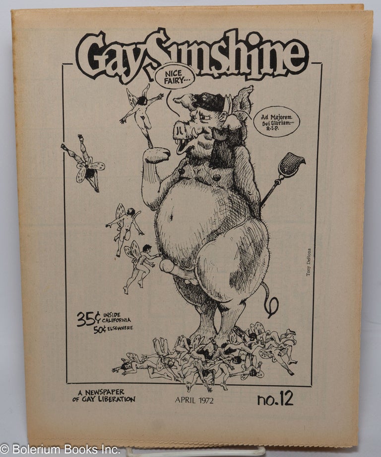 Cat.No: 99176 Gay Sunshine; a newspaper of gay liberation, #12 April 1972; Kinks "Lola" centerfold. Winston Leyland, Larry Eigner Harold Norse, Wesley "Little Bit" Ashmore.